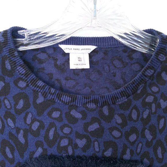 Little Mark Jacobs Girls Navy Blue Leopard Printed Sweater Dress Sz 12 - Picture 7 of 16